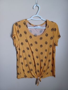 Women's Size XL Yellow And Black Skull No Boundaries T-Shirt Top